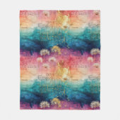 Vintage Dandelion Abstract Pattern (1) フリースブランケット (正面)