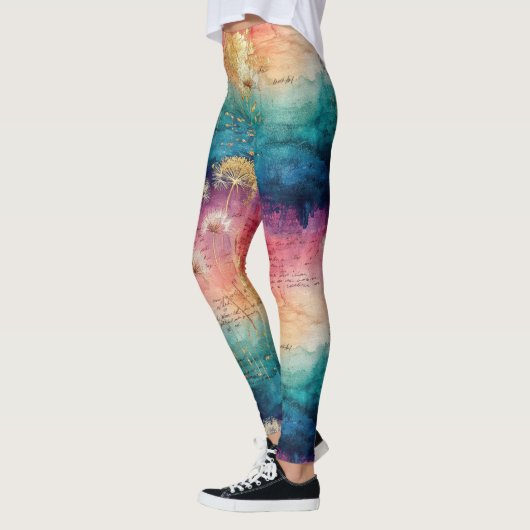 Vintage Dandelion Abstract Pattern (1) レギンス (左)