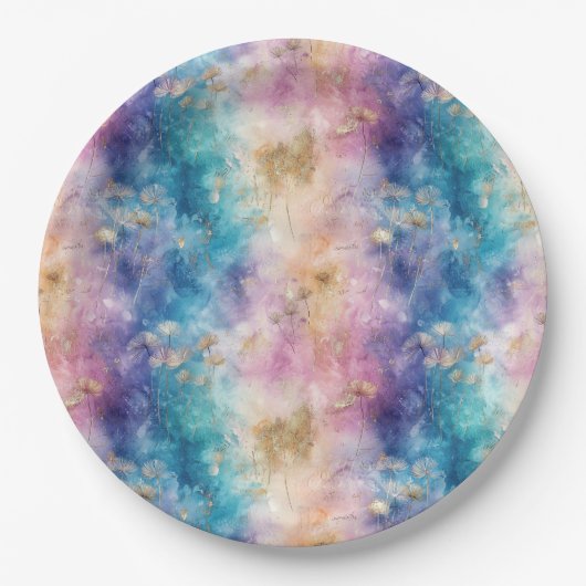 Vintage Dandelion Abstract Pattern (2) ペーパープレート (正面)