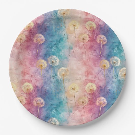 Vintage Dandelion Abstract Pattern (3) ペーパープレート (正面)