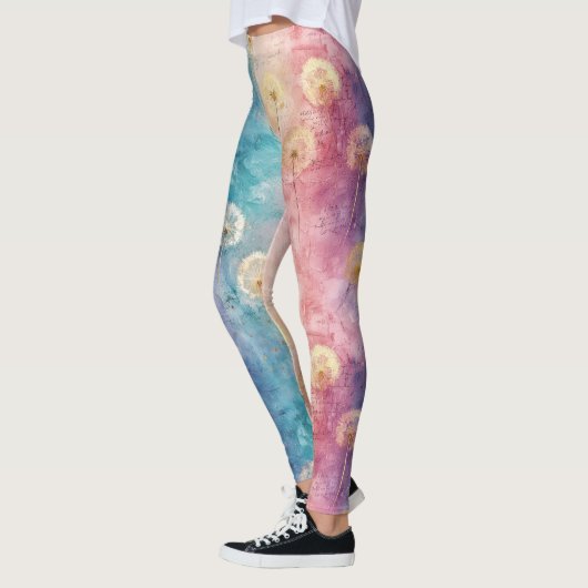 Vintage Dandelion Abstract Pattern (3) レギンス (左)