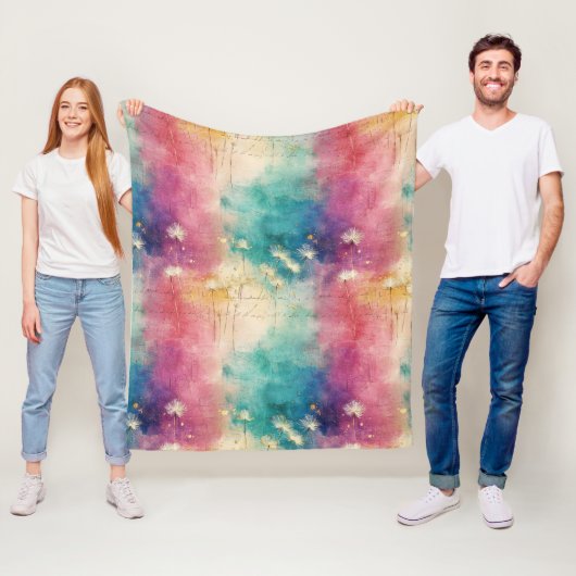 Vintage Dandelion Abstract Pattern (4) フリースブランケット (インサイチュ)