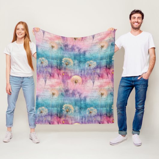 Vintage Dandelion Abstract Pattern (6) フリースブランケット (インサイチュ)