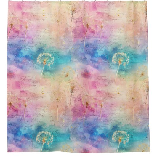 Vintage Dandelion Abstract Pattern (7) シャワーカーテン (正面)