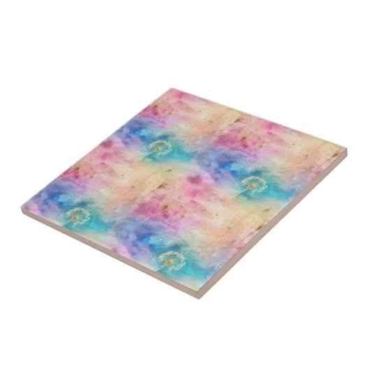 Vintage Dandelion Abstract Pattern (7) タイル (側面)