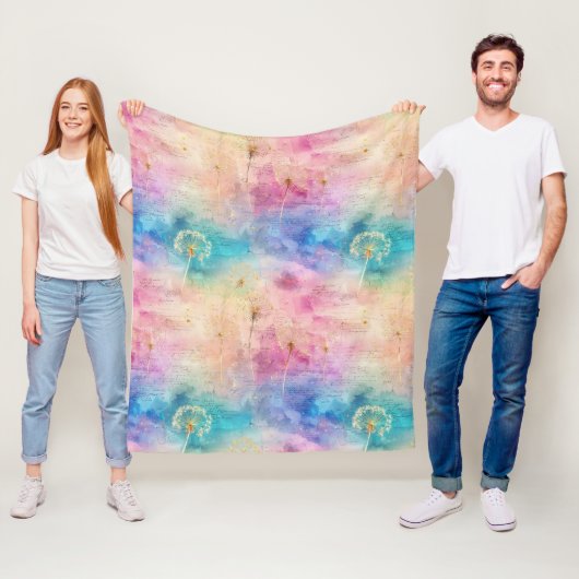 Vintage Dandelion Abstract Pattern (7) フリースブランケット (インサイチュ)