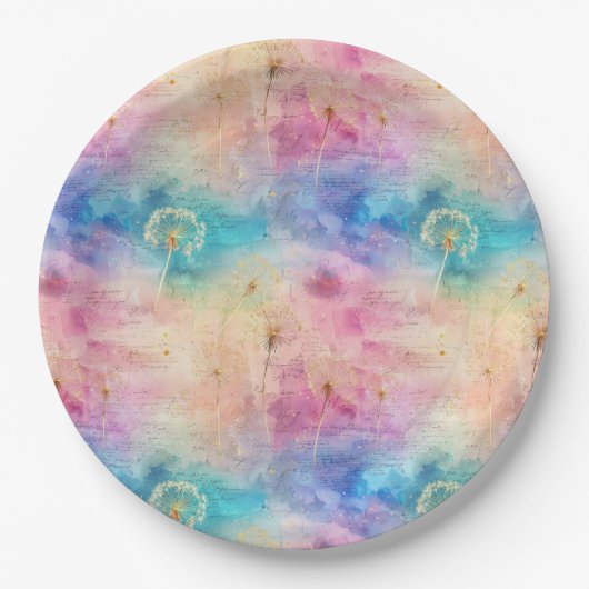 Vintage Dandelion Abstract Pattern (7) ペーパープレート (正面)