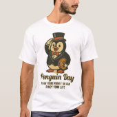 Vintage Dapper Penguin Financial Wisdom Retro Tシャツ (正面)