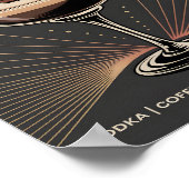 Vintage Dark Brown Art Deco Espresso Martini ポスター (角)