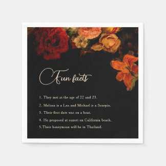 Vintage Dark Floral Fun Facts Wedding  スタンダードカクテルナプキン