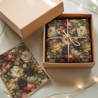 Vintage Dark Floral Peony and Rose Decoupage 薄葉紙