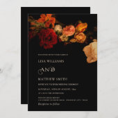  Vintage Dark Moody Painted Flowers  Wedding 招待状 (正面/裏面)