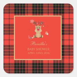 Vintage Dark Red Baby Shower Napkins スクエアシール