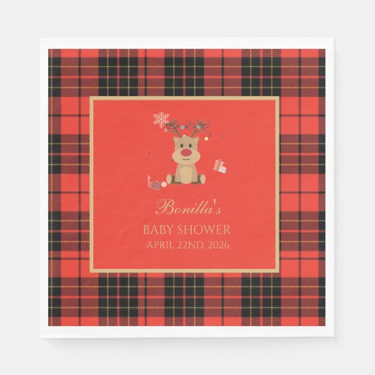 Vintage Dark Red Baby Shower Napkins スタンダードランチョンナプキン (正面)