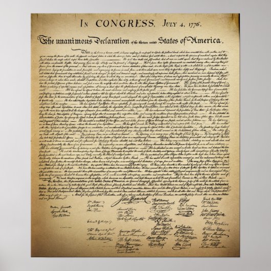 Vintage Declaration of Independence Print ポスター (正面)