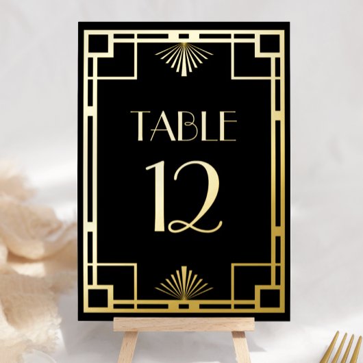 Vintage Deco Black Gold Foil Table Numbers 箔シーズンカード