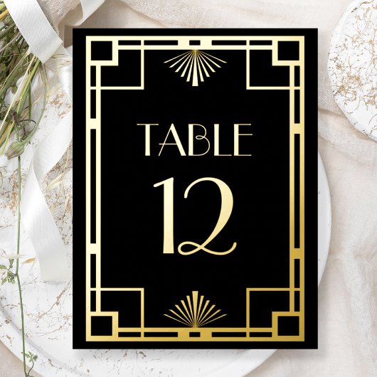 Vintage Deco Black Gold Foil Table Numbers 箔シーズンポストカード