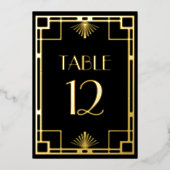 Vintage Deco Black Gold Foil Table Numbers 箔招待状 (正面)