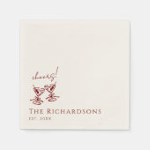 Vintage Deep Burgundy Martini Old Money Wedding スタンダードカクテルナプキン (正面)