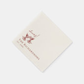 Vintage Deep Burgundy Martini Old Money Wedding スタンダードカクテルナプキン (角)