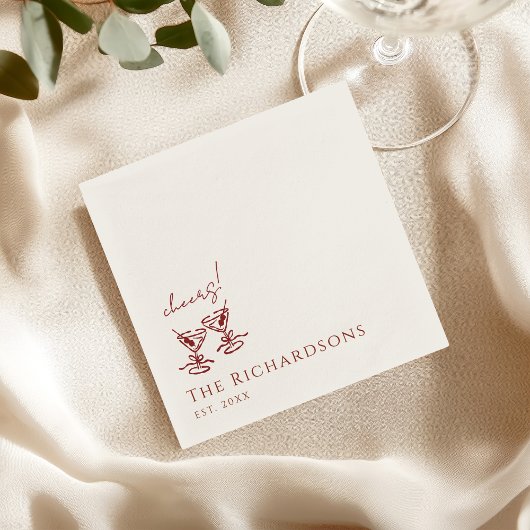 Vintage Deep Burgundy Martini Old Money Wedding スタンダードカクテルナプキン