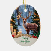 Vintage Deer Holiday Ornament セラミックオーナメント (裏面)