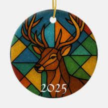 Vintage Deer Stained Glass Design