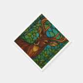 Vintage Deer Tiffany Style Stained Glass Art スタンダードカクテルナプキン (角)