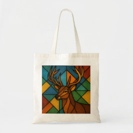 Vintage Deer Tiffany Style Stained Glass Art トートバッグ