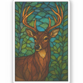 Vintage Deer Tiffany Style Stained Glass Design シール