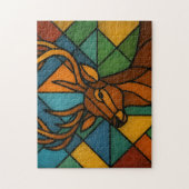Vintage Deer Tiffany Style Stained Glass Design ジグソーパズル (縦)