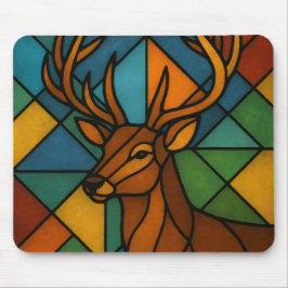 Vintage Deer Tiffany Style Stained Glass Design マウスパッド