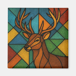 Vintage Deer Tiffany Style Stained Glass Design マグネット