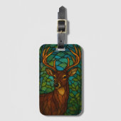 Vintage Deer Tiffany Style Stained Glass Design ラゲッジタグ (正面縦)