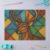 Vintage Deer Tiffany Style Stained Glass Design 薄葉紙 (クラフト)
