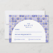 Vintage Delft Patchwork Wedding 出欠カード (正面)