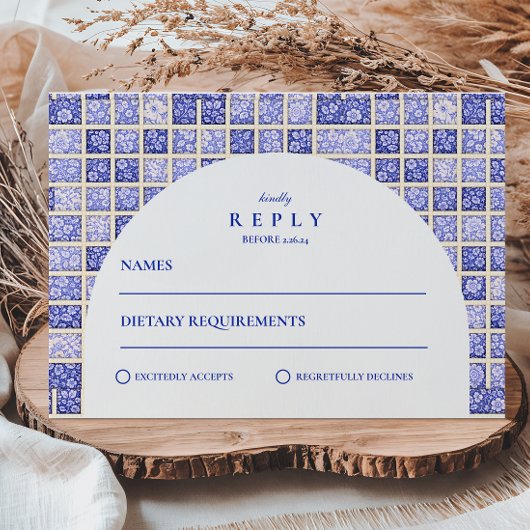 Vintage Delft Patchwork Wedding 出欠カード