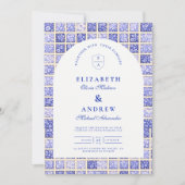 Vintage Delft Patchwork Wedding 招待状 (正面)