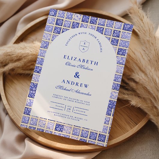 Vintage Delft Patchwork Wedding 招待状