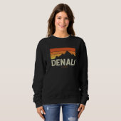 Vintage Denali Alaska Mountains Sunset Retro Premi スウェットシャツ (正面フル)