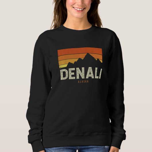 Vintage Denali Alaska Mountains Sunset Retro Premi スウェットシャツ (正面)