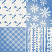 Vintage Denim Blue Creamy White Patchwork  エプロン