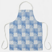 Vintage Denim Blue Creamy White Patchwork  エプロン (正面)