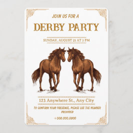 Vintage Derby Party Invitation with Elegant Horses 招待状