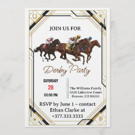 Vintage Derby Party Invitation with Elegant Horses 招待状