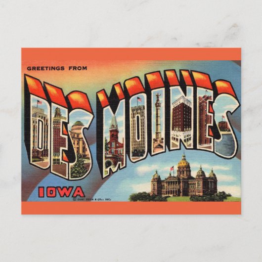 Vintage Des Moines Iowa Postcard ポストカード (正面)