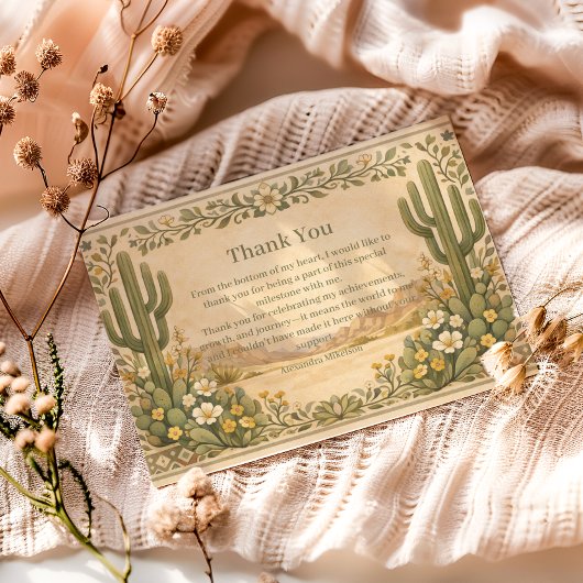 Vintage Desert Botanicals Birthday サンキューカード