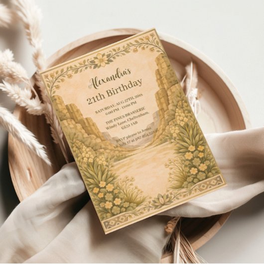 Vintage Desert Florals Birthday 招待状