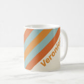 Vintage Desert Flower Stripes with Name コーヒーマグカップ (正面右)