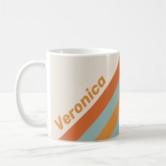 Vintage Desert Flower Stripes with Name コーヒーマグカップ (左)